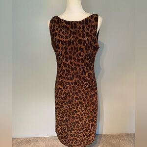 Ralph Lauren 12 leopard print dress with side gather